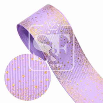 Yarda de Listón 3.8 Lila - Holograma Escarchas Doradas