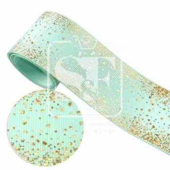 Yarda de Listón 3.8 Menta - Holograma Escarchas Doradas