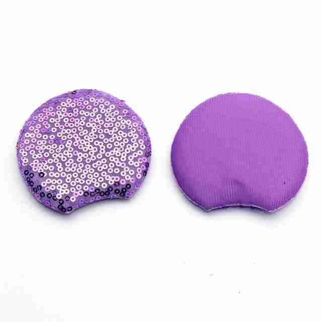 Par de Orejitas Lila Redondas Lentejuela Fija