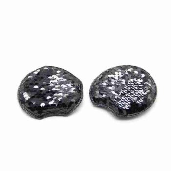 Par de Orejitas Negras Redondas Lentejuela Reversible