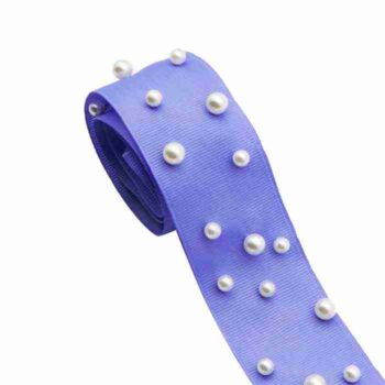 Yarda de Listón Acordonado 3.8cm Lila con Perlas