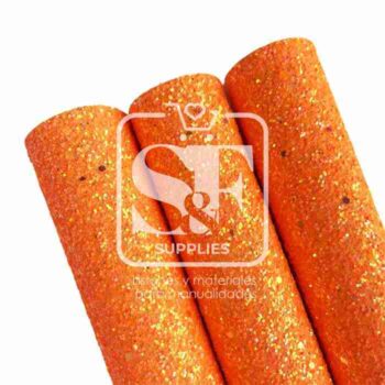 Tramo de Vinil Escarchado Naranja Neón