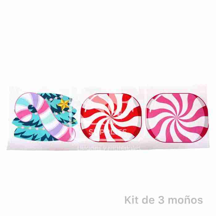 Tramo de 3 Moños Navideños Bastón