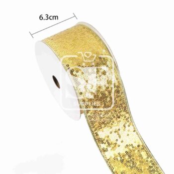 Yarda de Mini Lentejuela Fija Dorada con Orilla