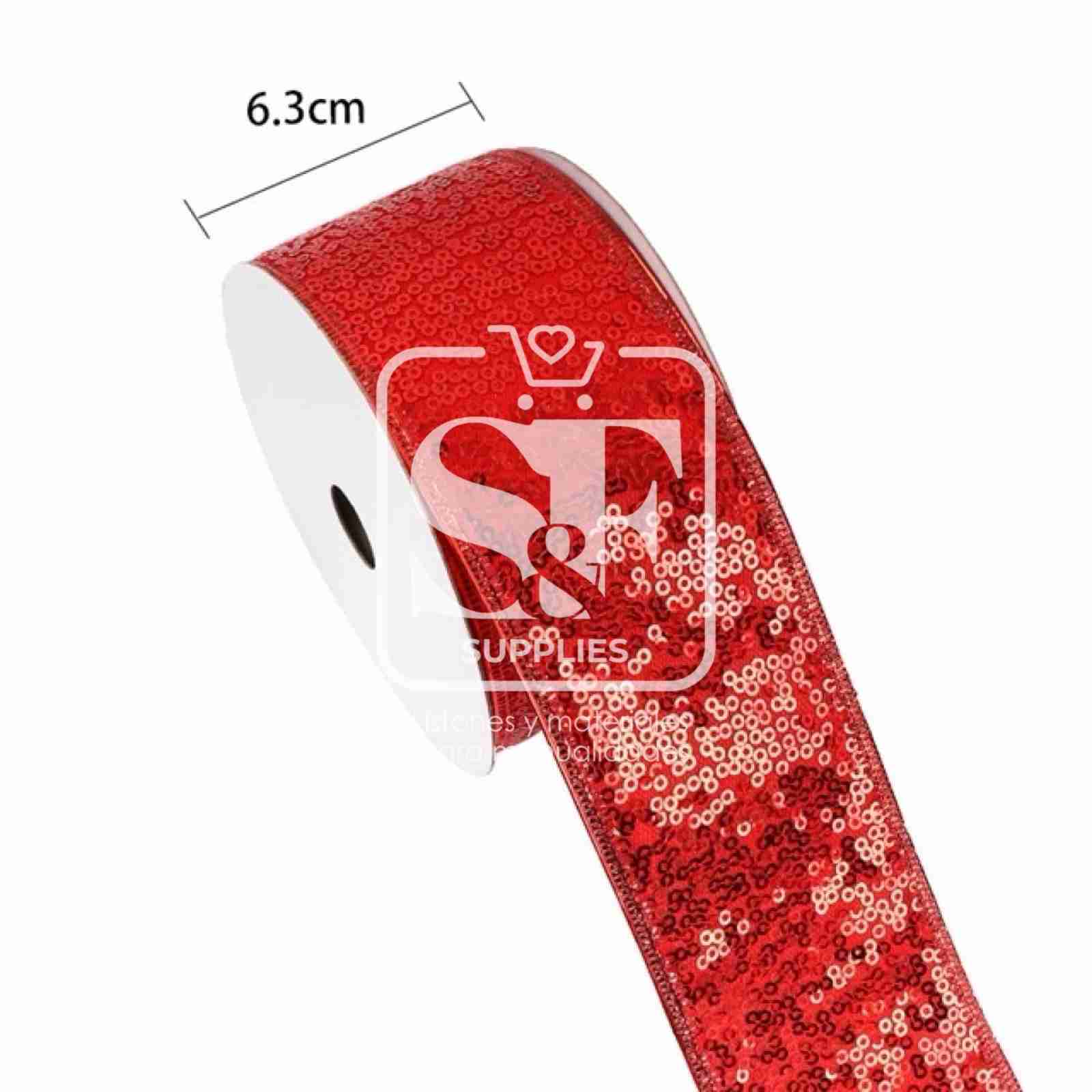 Yarda de Mini Lentejuela Fija Roja con Orilla