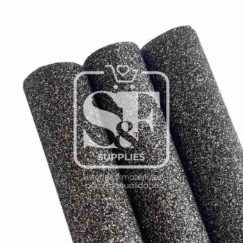 Tramo de Vinil Mini Glitter Negro Plata