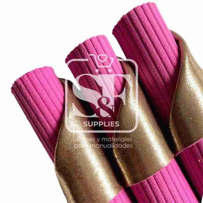 Tramo Vinil Doble Cara Dorado - Pana Fucsia