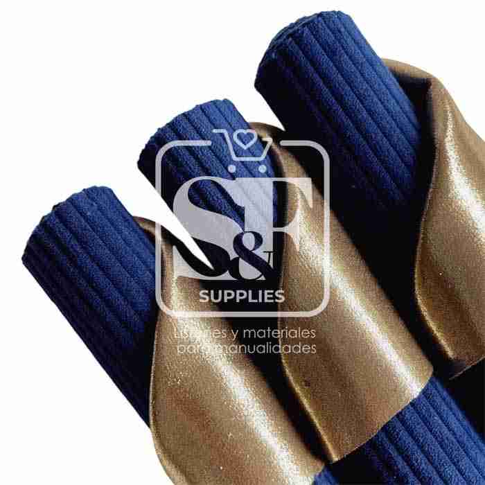 Tramo Vinil Doble Cara Dorado - Pana Azul Marino