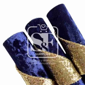 Tramo Vinil Doble Cara Escarchado- Terciopelo Azul Marino