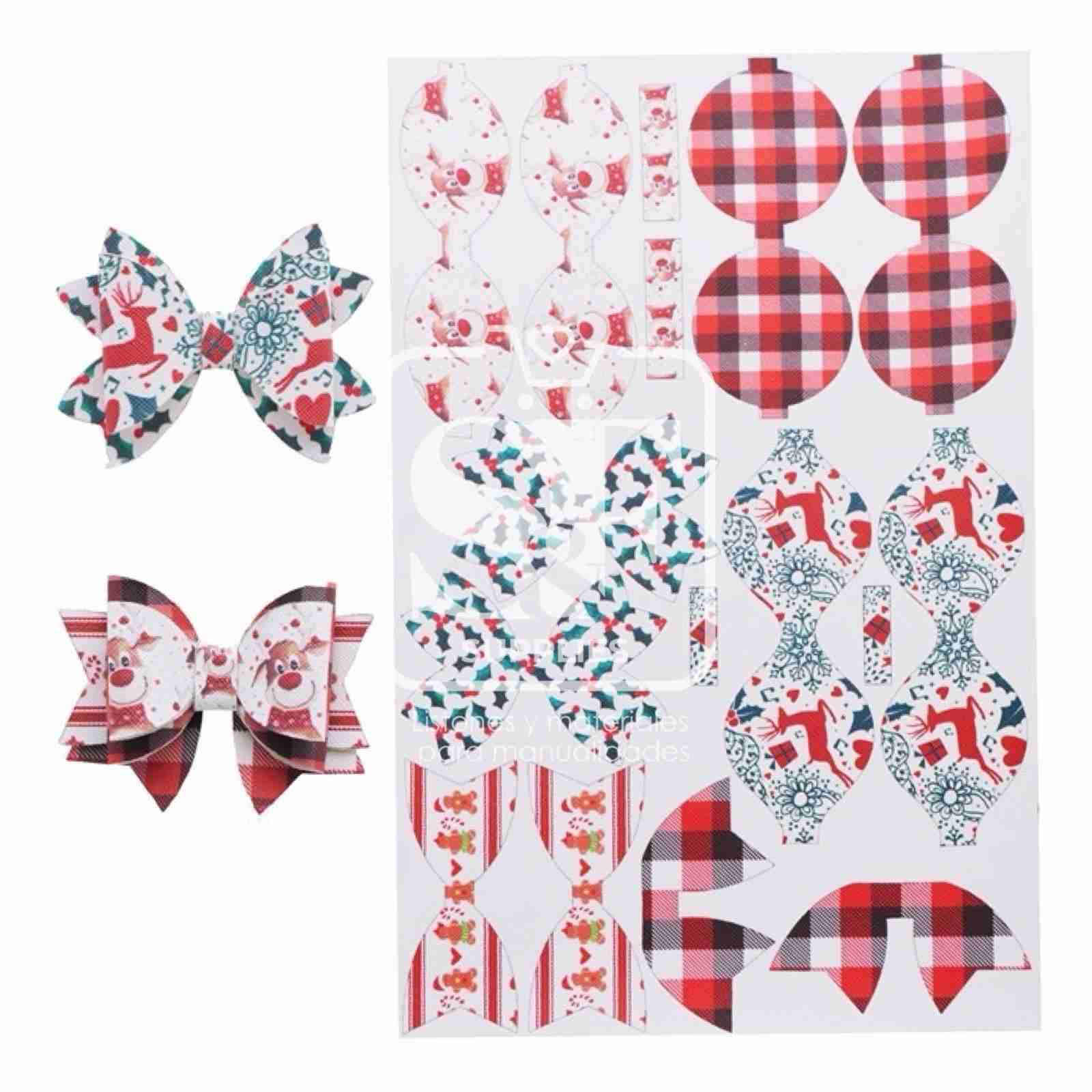 Tramo de Moños Mini Glitter Reno