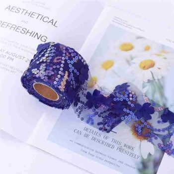 Yarda de Tul Azul Marino con Lentejuelas