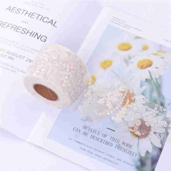 Yarda de Tul Beige con Lentejuelas