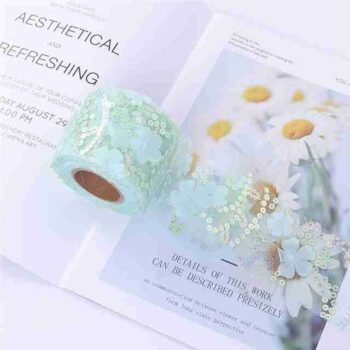 Yarda de Tul Menta con Lentejuelas