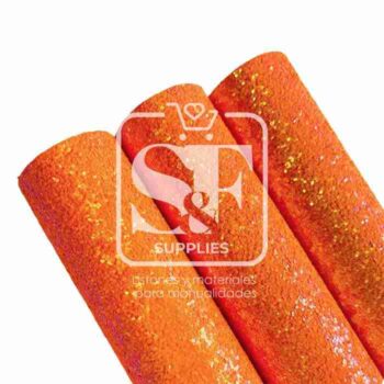 Tramo de Vinil Escarchado Naranja Tornasol