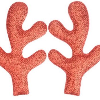 Par de Cuernitos Navideños Rojo Glitter