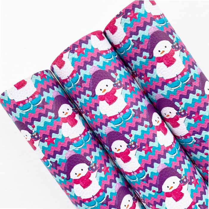 Tramo de Litchi Estampado Snowman