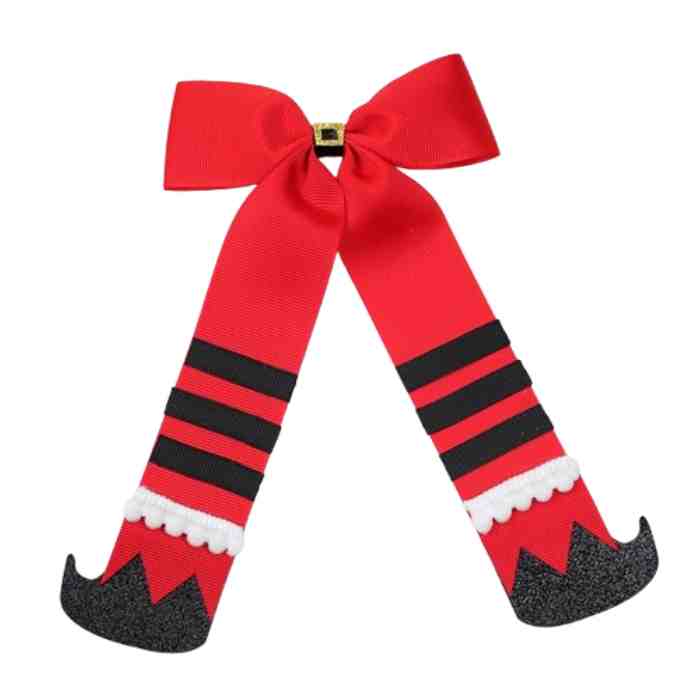 Moño duende navideño Rojo y Negro