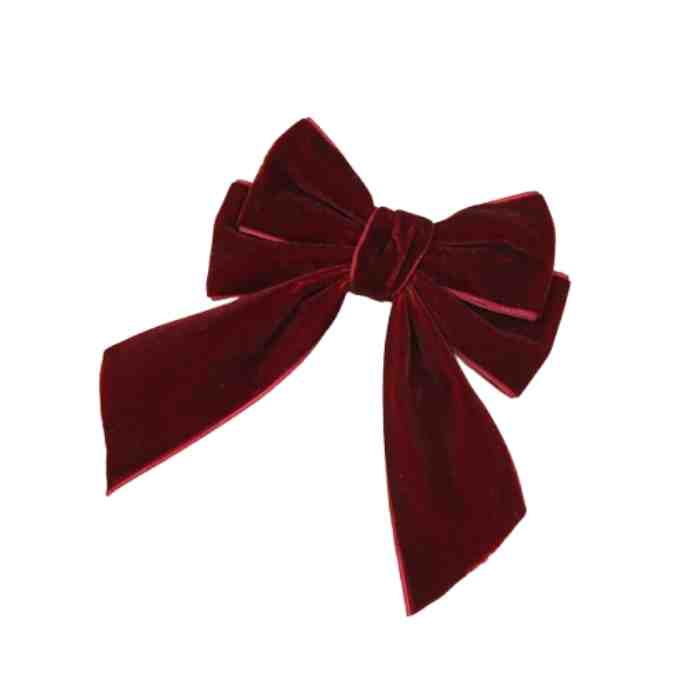 Moño doble de terciopelo Vino Tinto