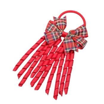 Moño Navideño con Listón Rizado Rojo