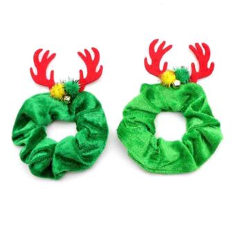 Scrunchie Navideña de Terciopelo Verde