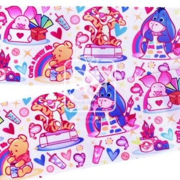Yarda de Listón Estampado 7.5cm Winnie Pooh Regreso a Clases