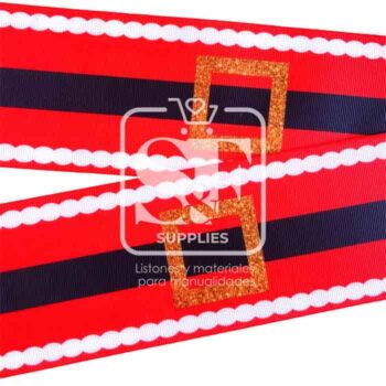 Yarda de Listón Estampado 7.5cm Cinturón de Santa Claus