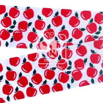 Yarda de Listón Estampado 7.5cm Manzanas