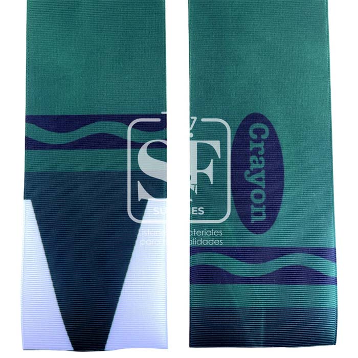 Tira de Listón Estampado 7.5cm Crayón Verde