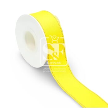 Yarda Listón de Tela Denim 3.8cm Canario