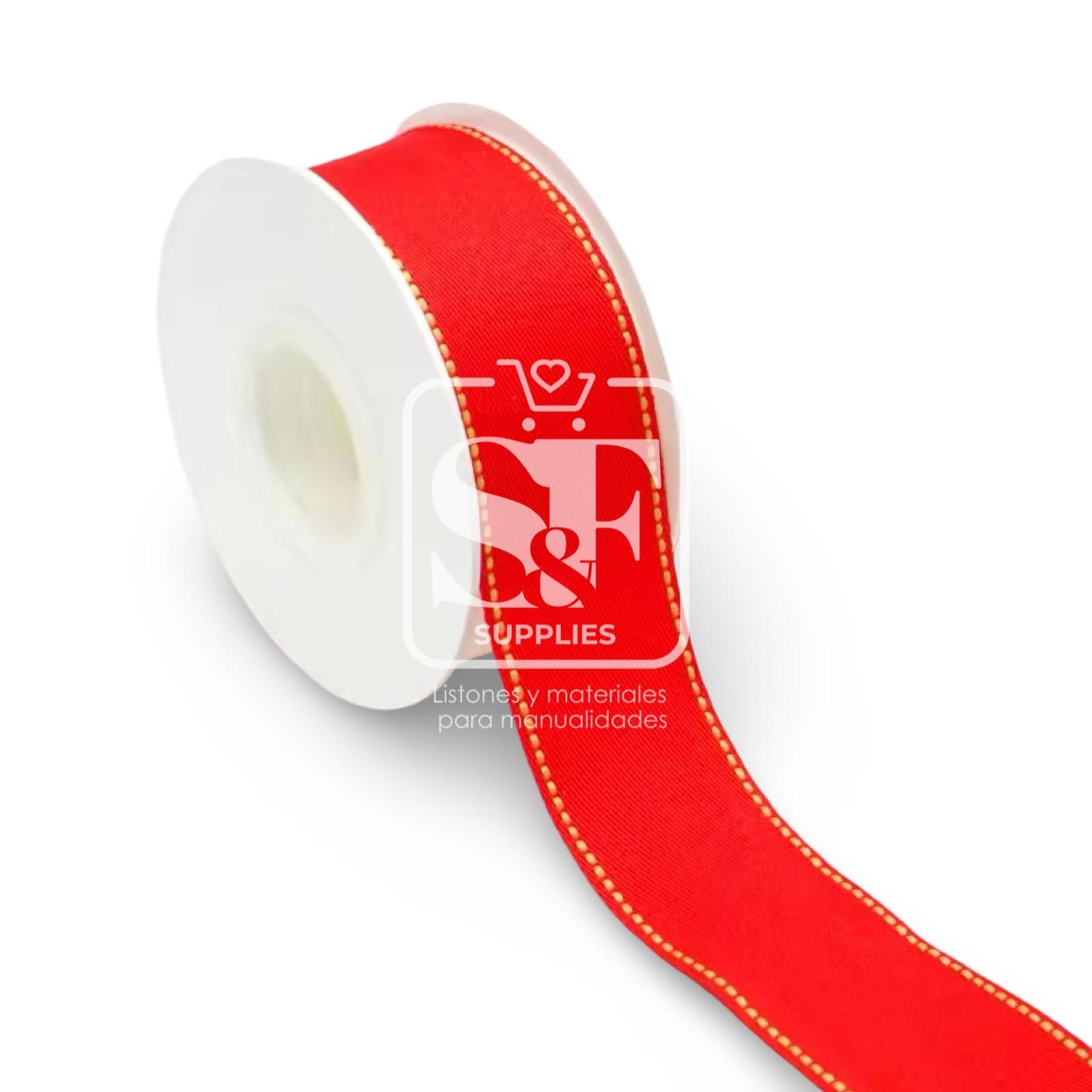 Yarda Listón de Tela Denim 3.8cm Rojo