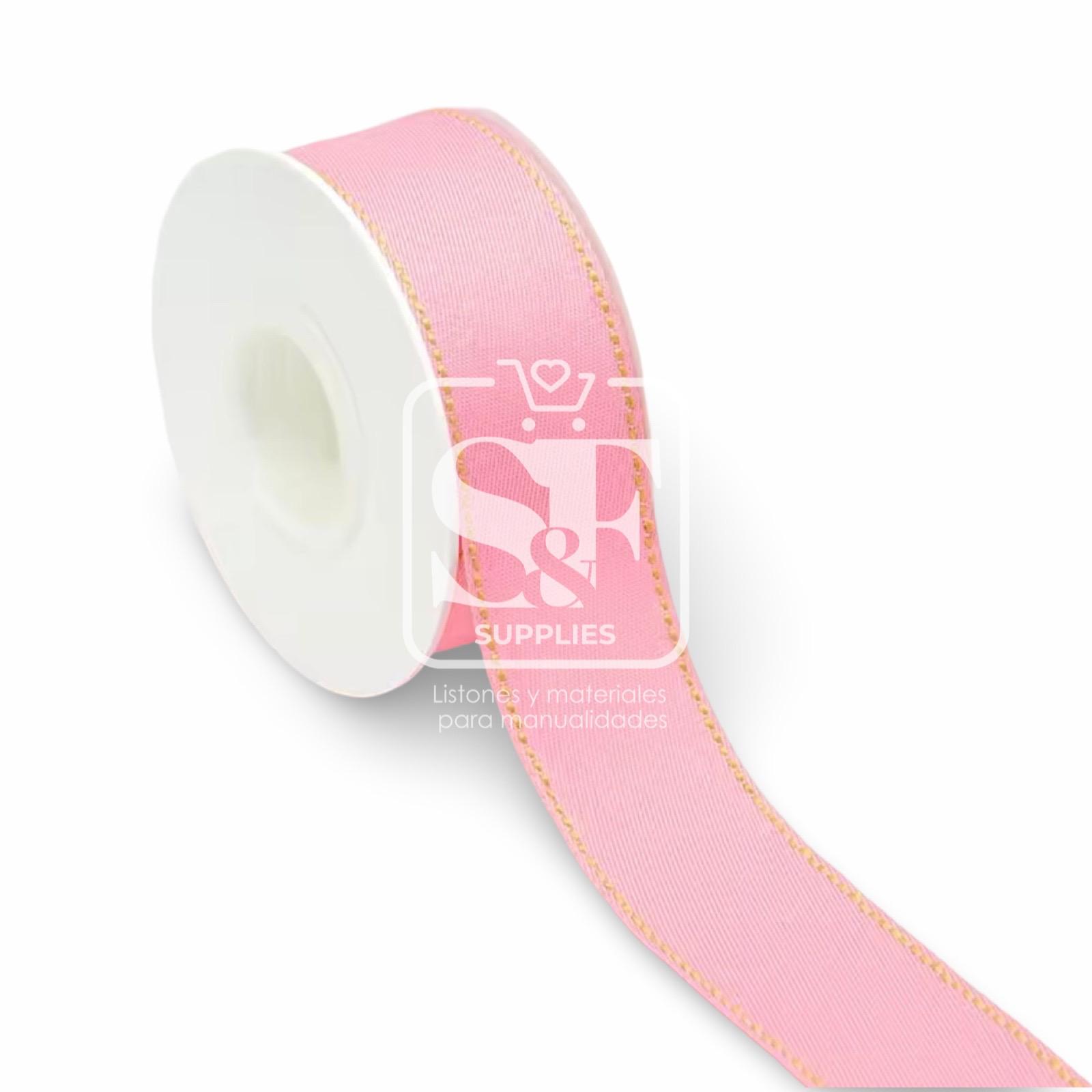 Yarda Listón de Tela Denim 3.8cm Rosado