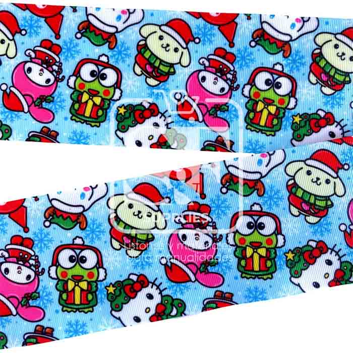 Yarda de Listón Estampado 7.5cm Sanrio Navidad