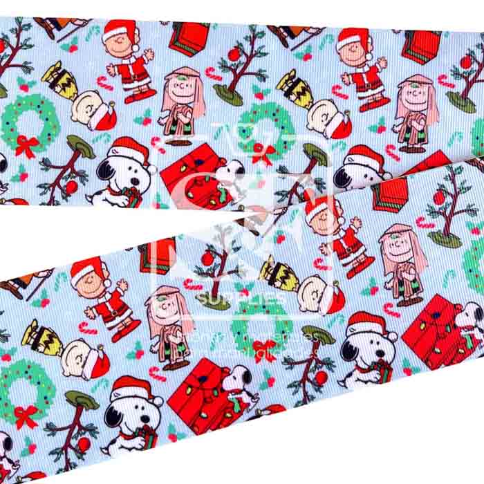 Yarda de Listón Estampado 7.5cm Snoopy Navidad