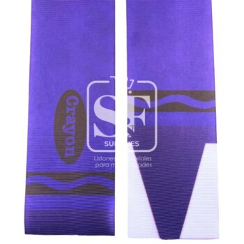 Tira de Listón Estampado 7.5cm Crayola Azul Morado