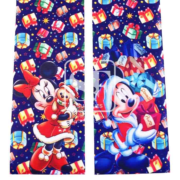 Tira de Listón Estampado 7.5cm Minnie y Mickey Regalos