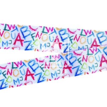 Yarda de Listón Estampado 3.8cm Trazos con Crayón ABC