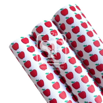 Tramo Vinil Litchi Estampado Manzanas
