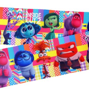 Yarda de Listón Estampado 7.5cm Collage colorido Inside Out