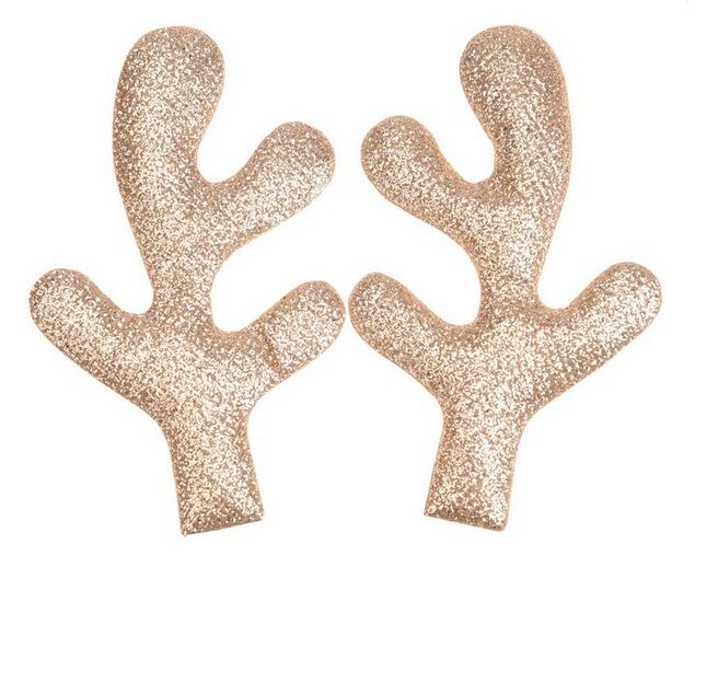 Par de Cuernitos Navideños Dorado Glitter