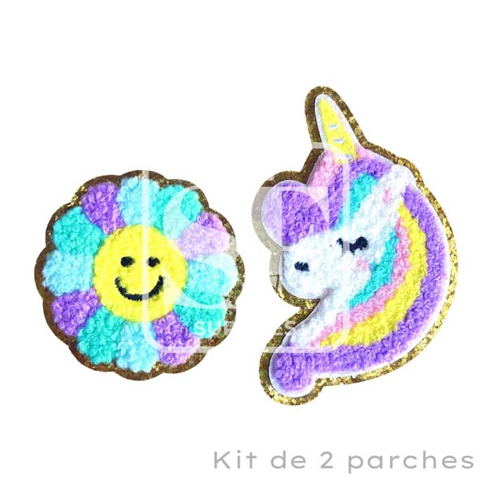 Kit de 2 Parches de Toalla Flor Unicornio