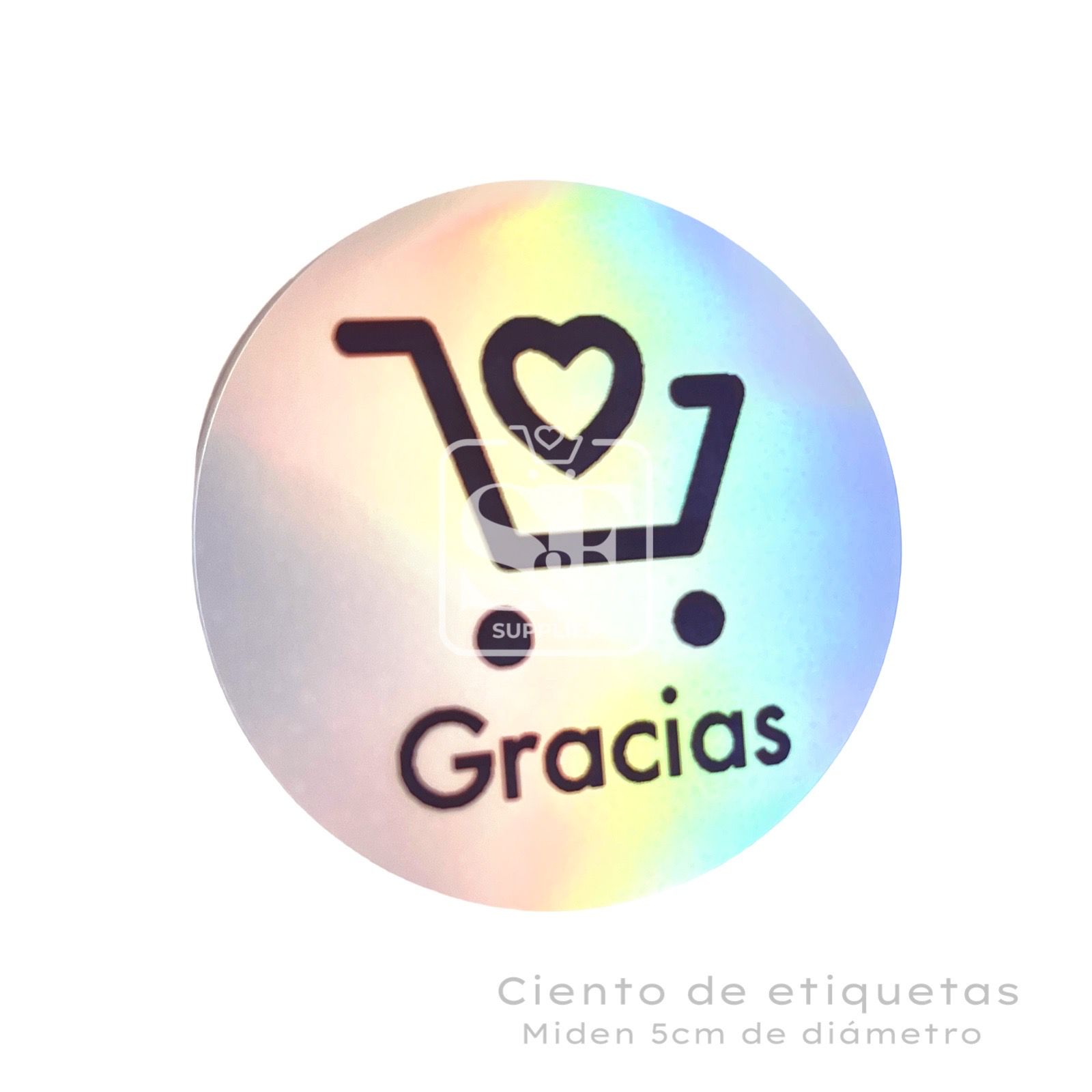 Ciento de Etiquetas Redondas Personalizadas Plata Tornasol