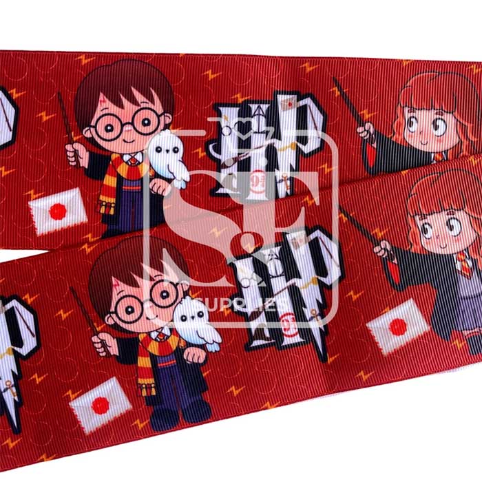Yarda de Listón Estampado 7.5cm Harry y Hermione