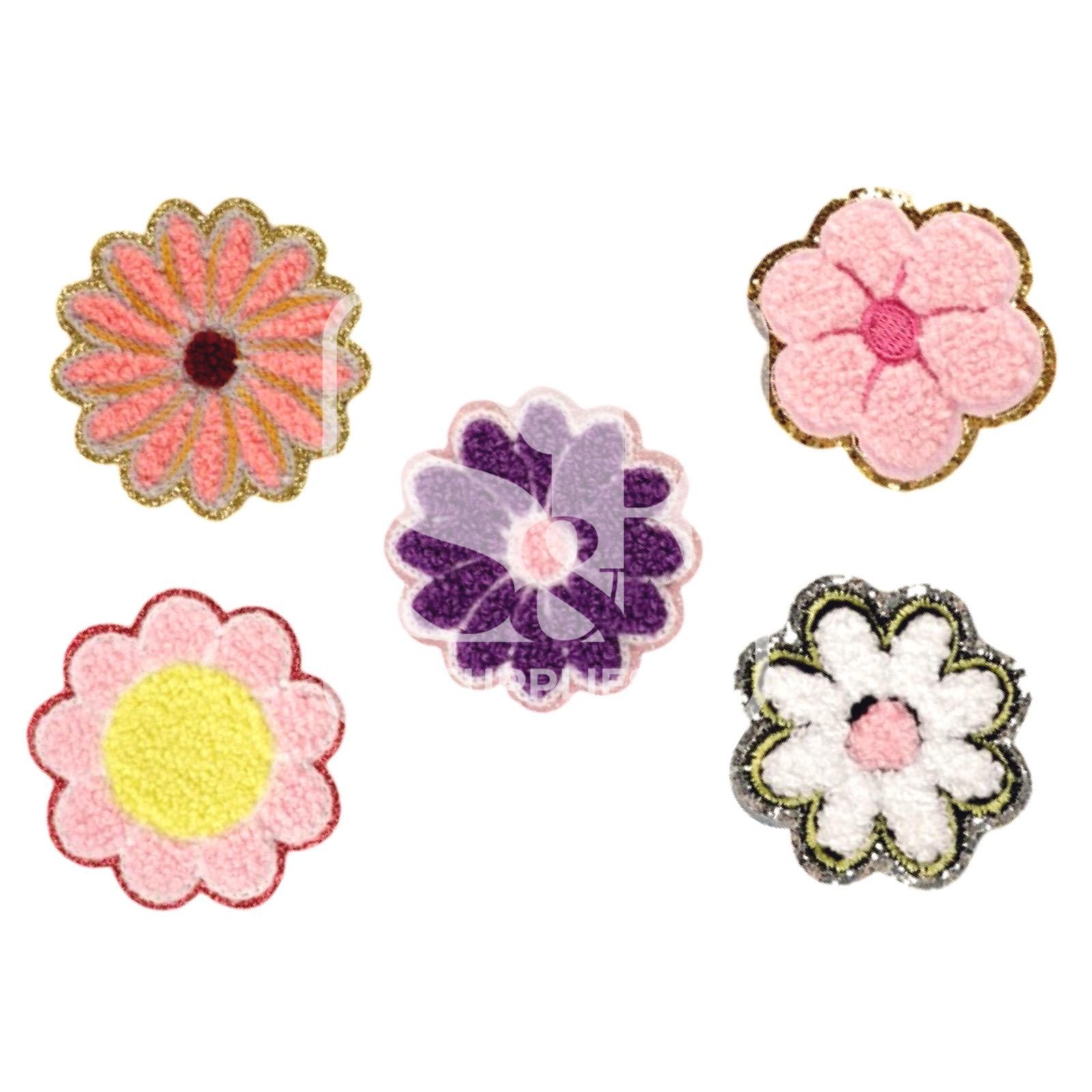 Kit de 5 Parches de Toalla Flores