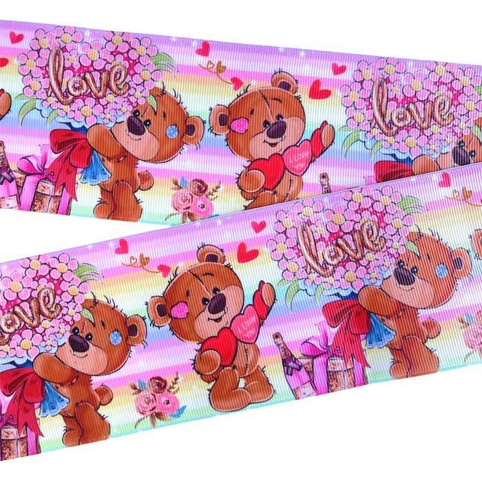 Yarda de Listón Estampado 7.5cm Love Ositos