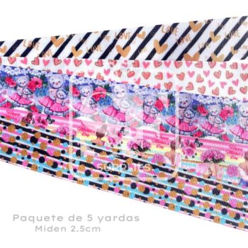Paquete con 5 yardas de listón 2.5cm Amor de Madre