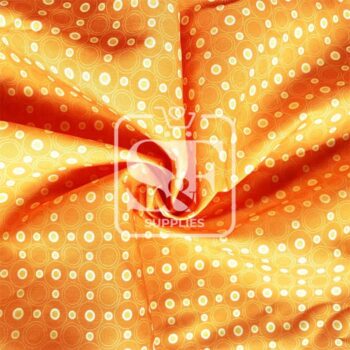 Tramo de Tela de Algodón Naranja Círculos Amarillos