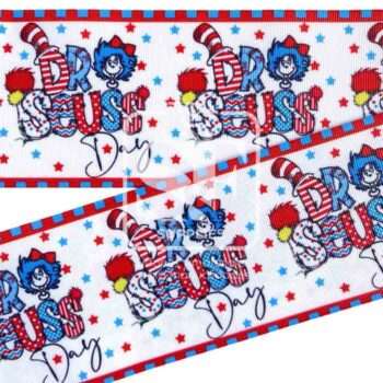 Yarda de Listón Estampado 7.5cm Dr. Seuss Day