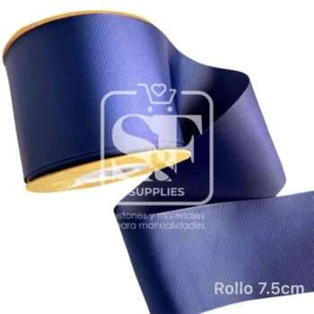 Rollo de Listón 7.5cm Acordonado Azul Marino