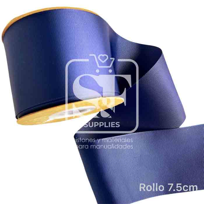 Rollo de Listón 7.5cm Acordonado Azul Marino
