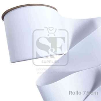Rollo de Listón 7.5cm Acordonado Blanco